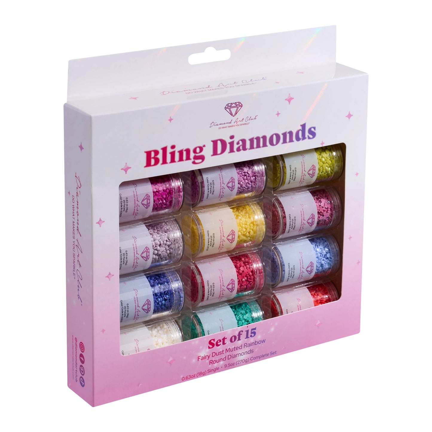 Diamond Art Club Bling Diamonds - Fairy Dust® Muted Rainbow Round (Set of 15)
