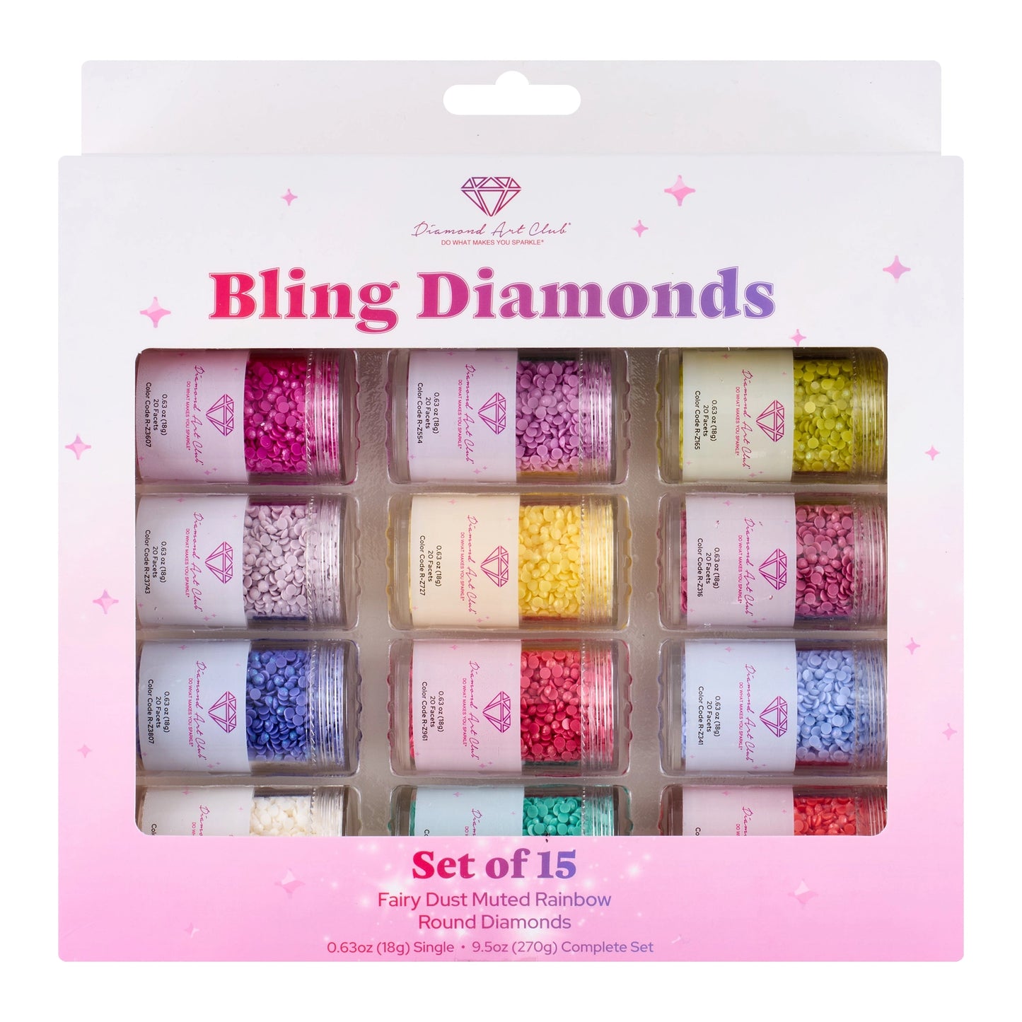 Diamond Art Club Bling Diamonds - Fairy Dust® Muted Rainbow Round (Set of 15)