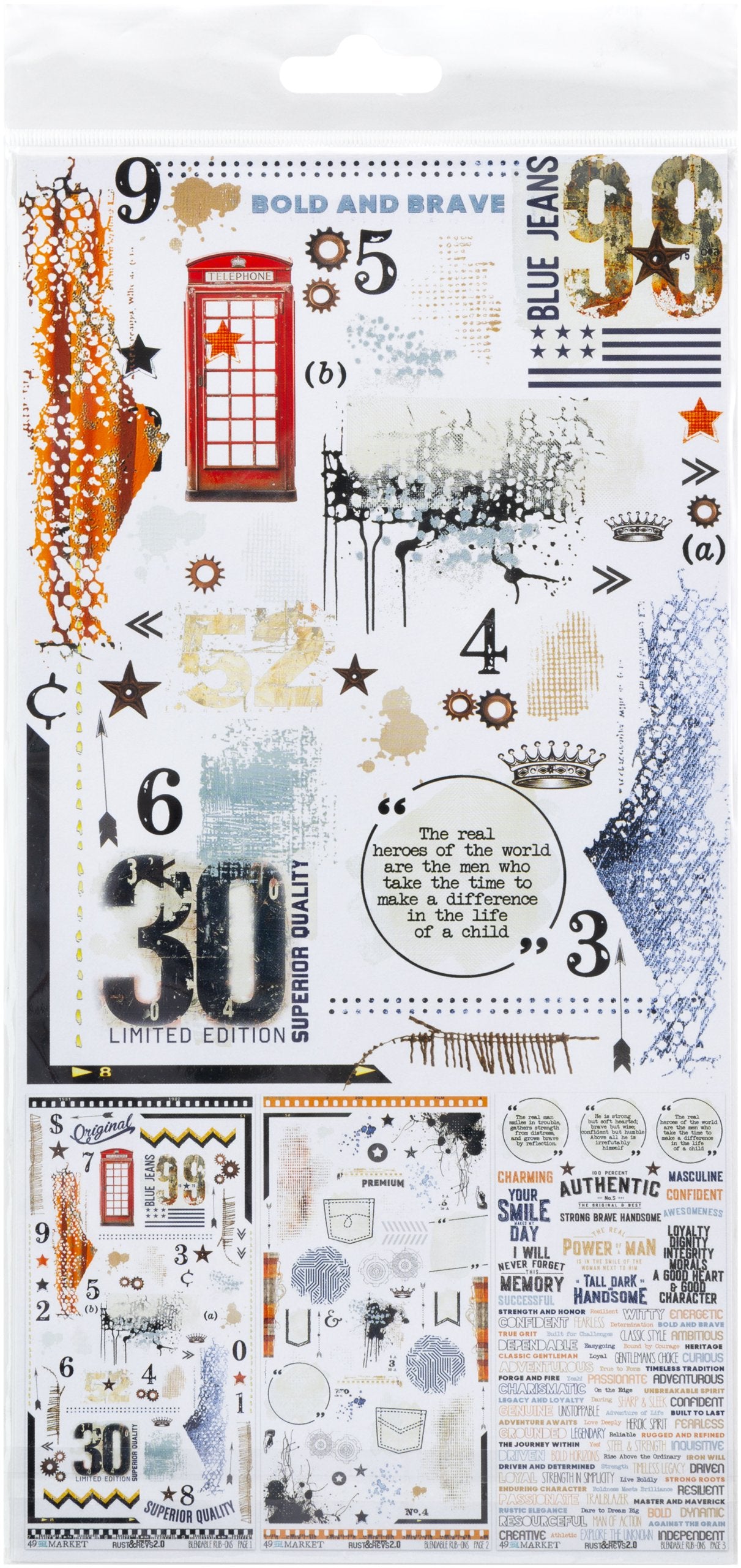49 & Market Rust & Revs 2.0 Blendable 6 x 12 Rub-On Transfer Set