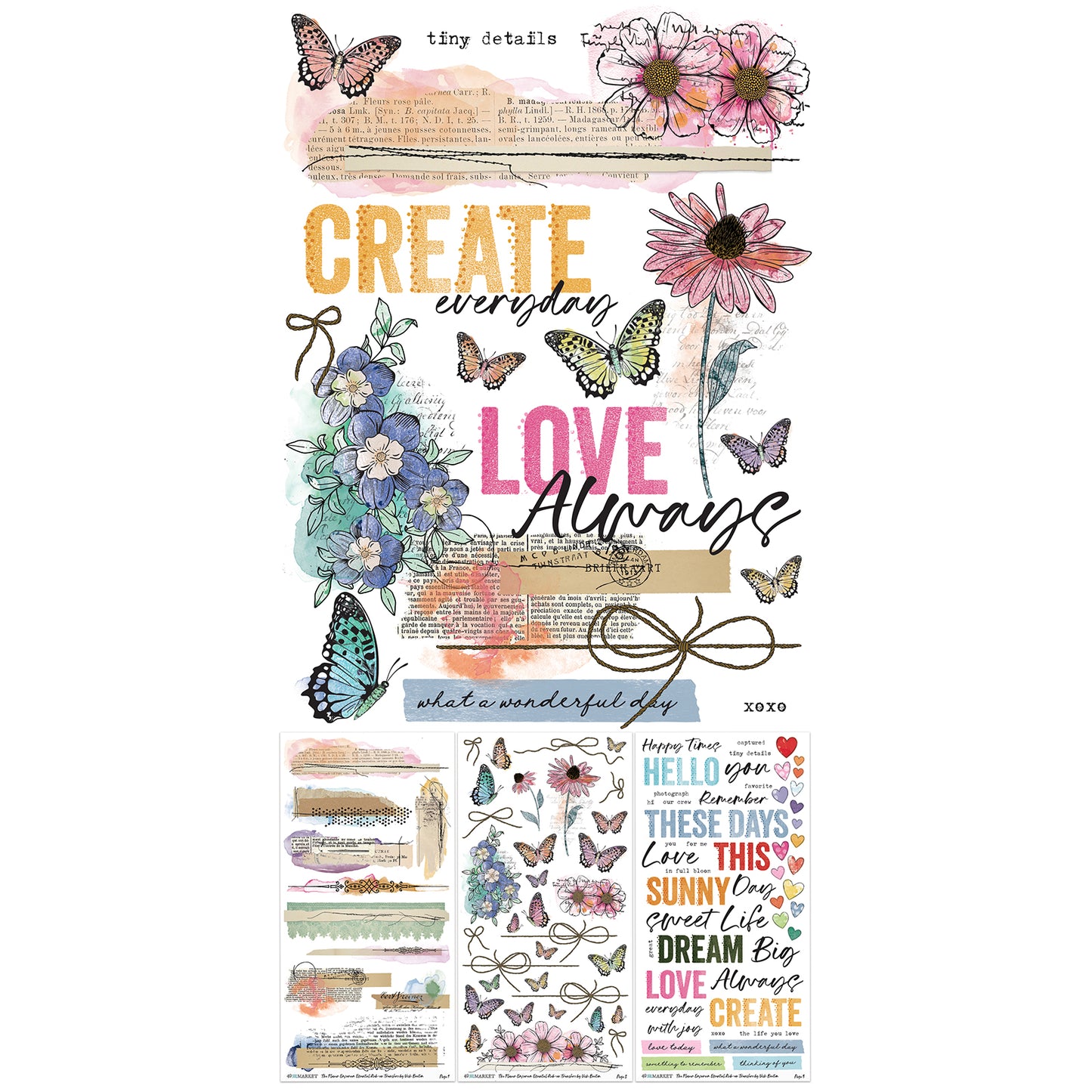 49 & Market The Flower Emporium by Vicki Boutin Essentials 6 x 12 Rub-On Transfer Set