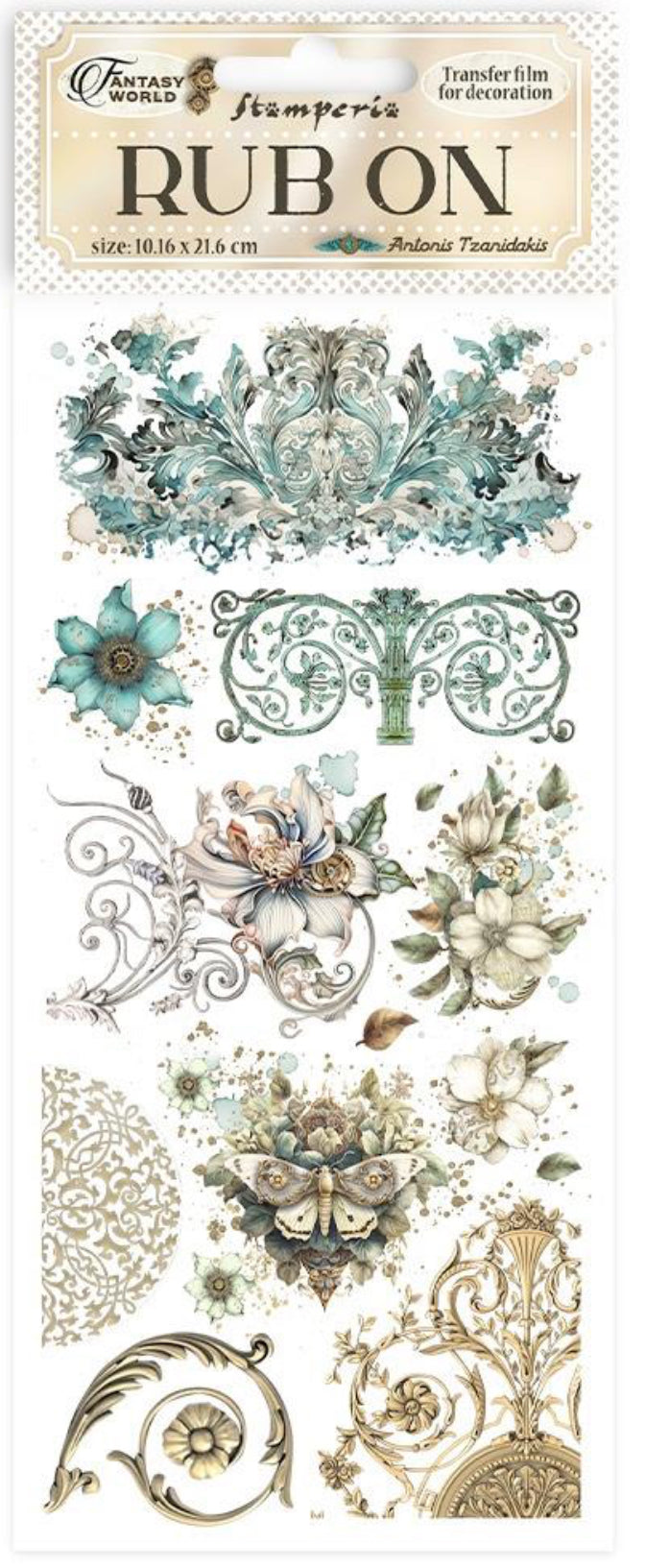 Stamperia Rub On- Sir Vagabond In Fantasy World Flowers and Butterfly
