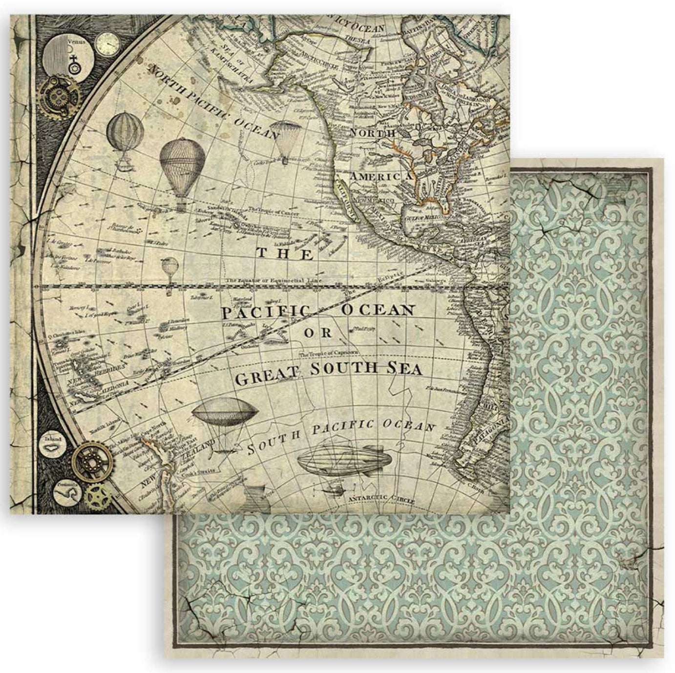 Stamperia 8x8 Backgrounds Voyages Fantastiques Paper Pad