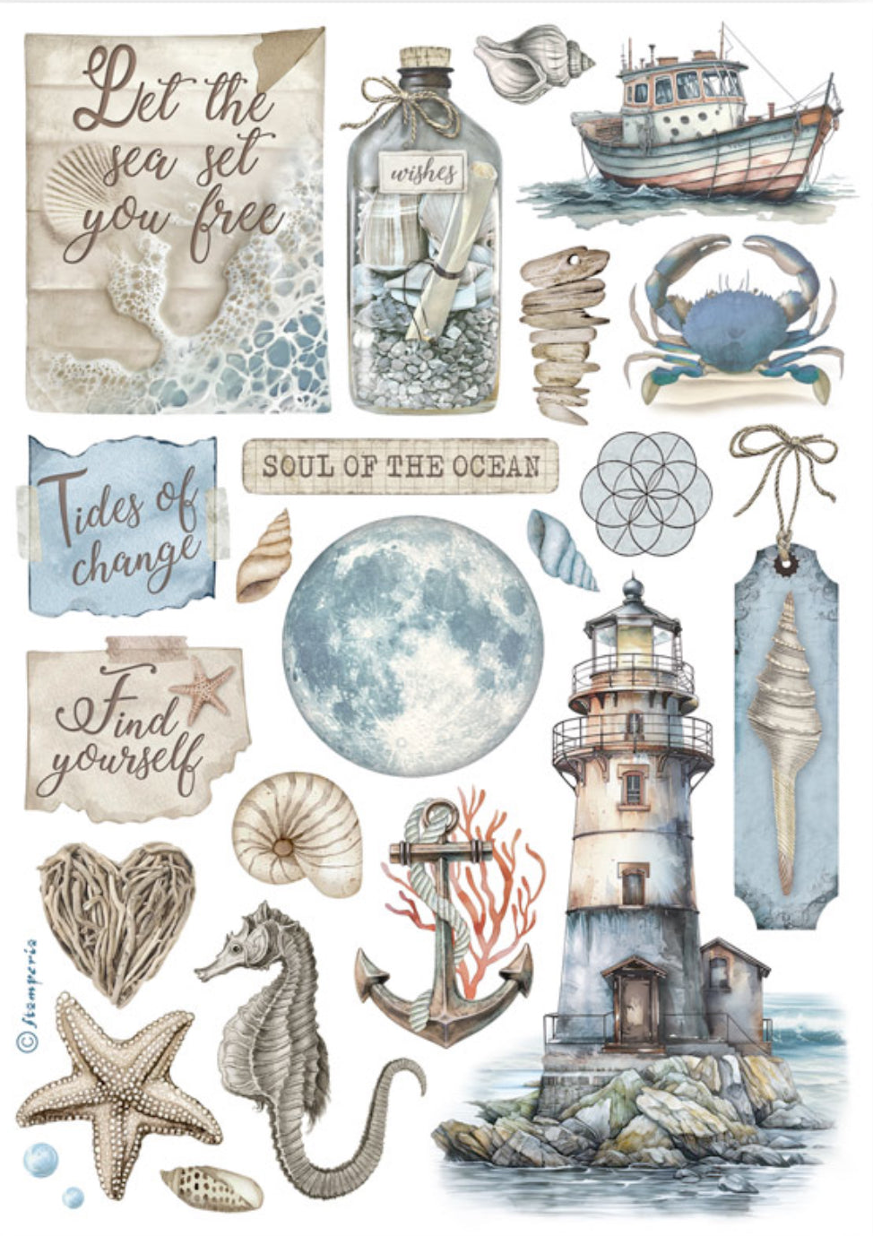 Stamperia Silent Sea Washi Pad (8 Sheets)