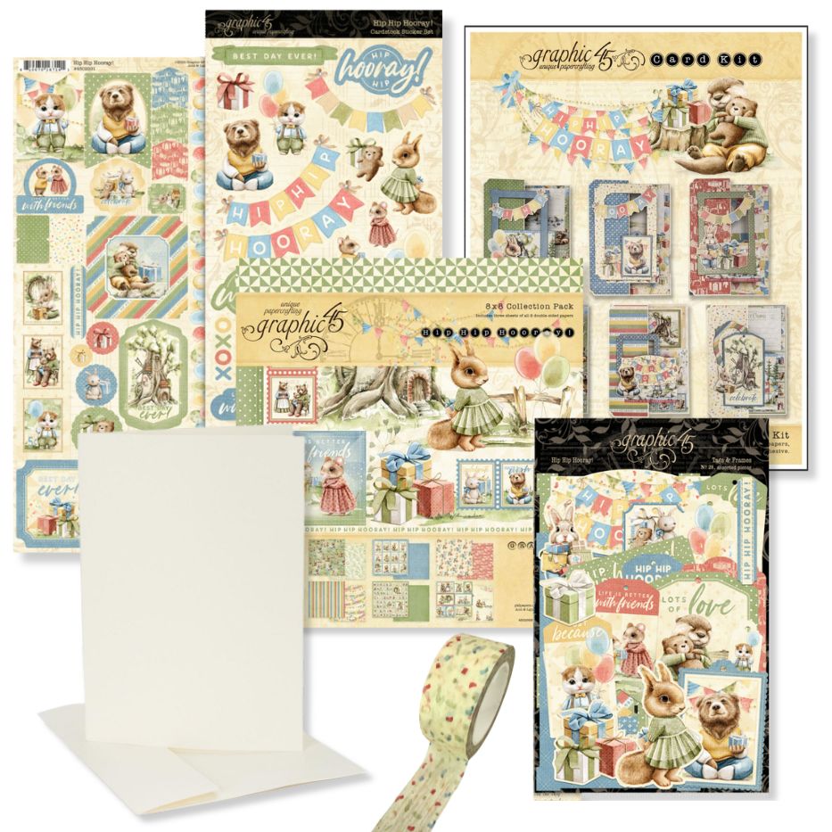 Graphic 45 Hip Hip Hooray - Z-Fold Card Set 2025 Kit 4