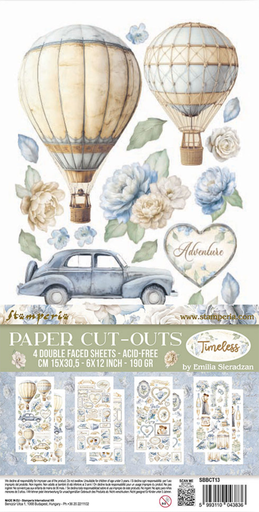 Stamperia Timeless Paper Cut-Outs (4 Sheets)