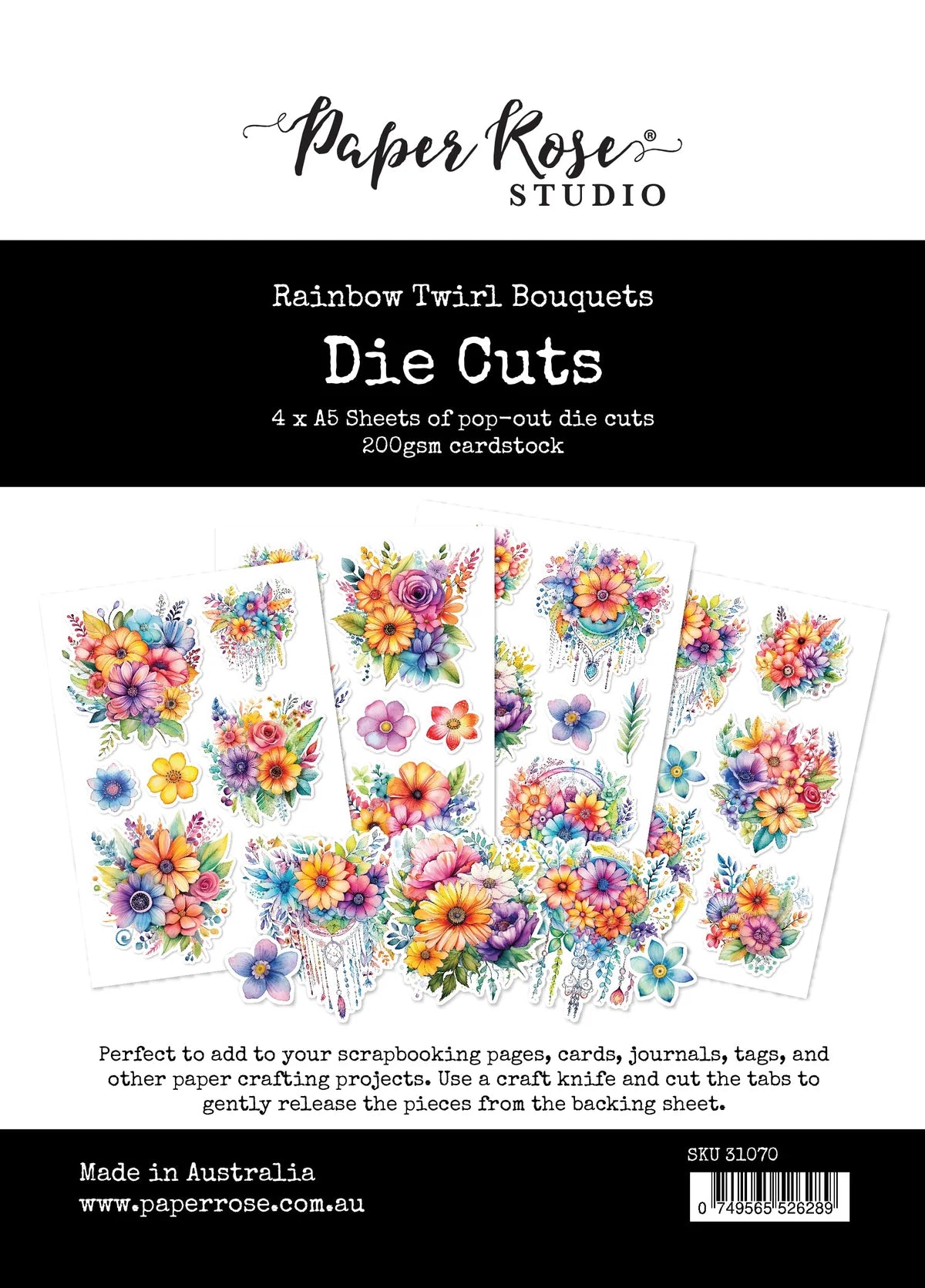 Paper Rose Studio Rainbow Twirl Bouquets Die Cuts