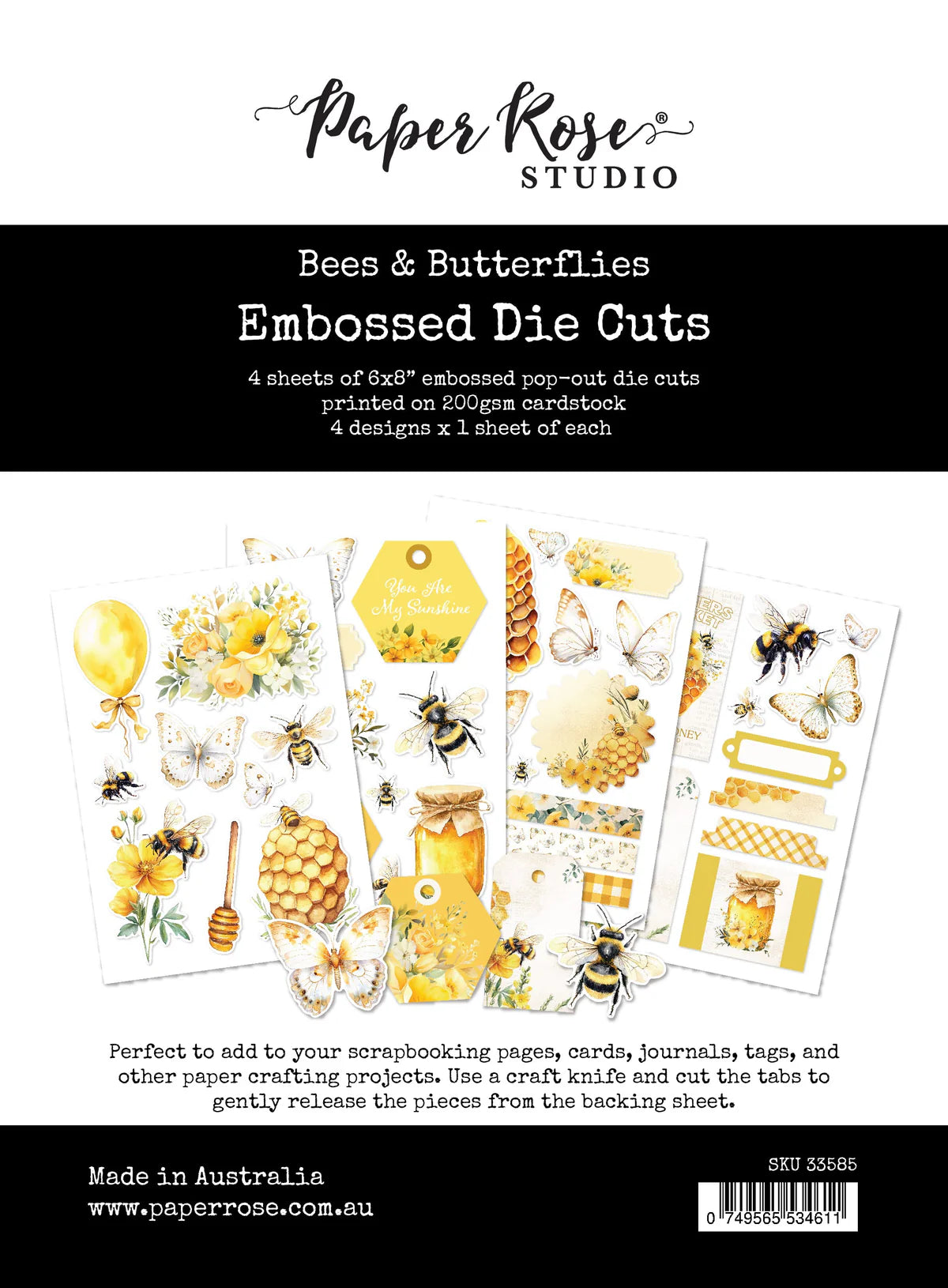 Paper Rose Studio Bees & Butterflies Embossed Die Cuts