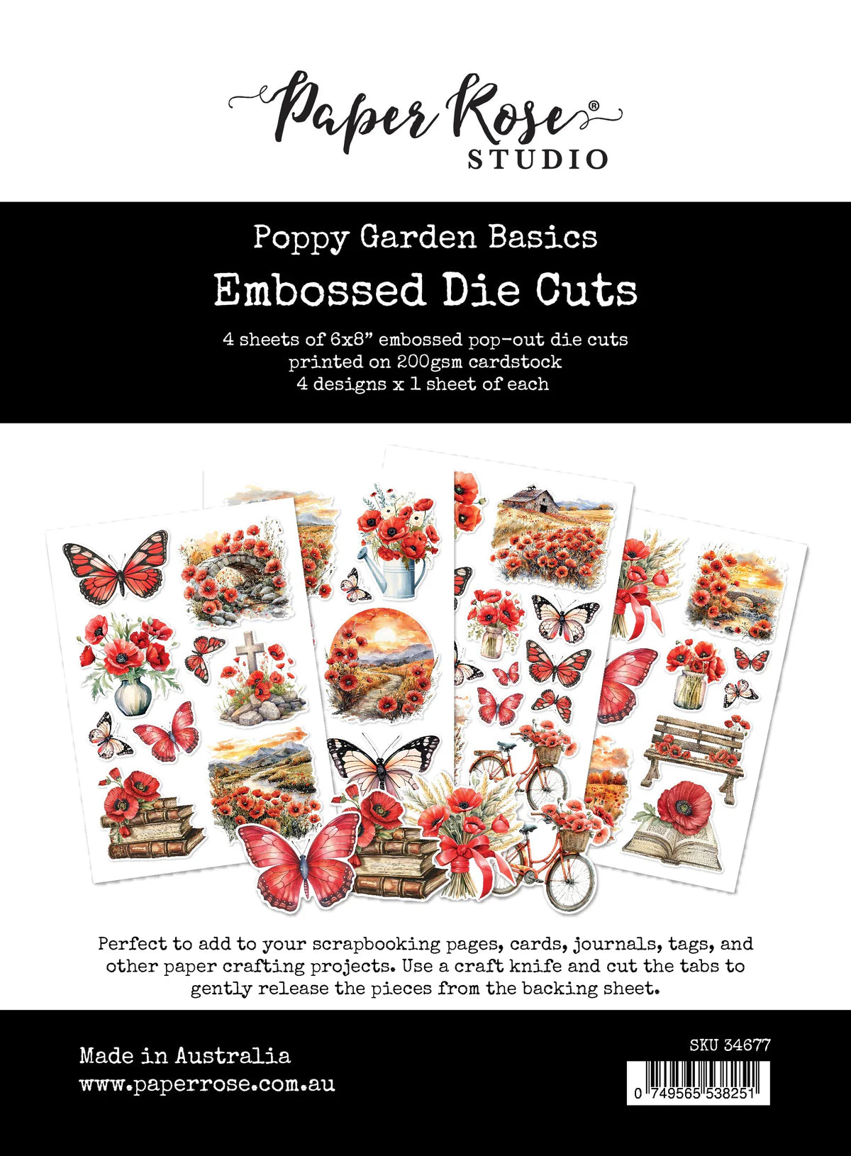 Paper Rose Studio Poppy Garden Basics Embossed Die Cuts