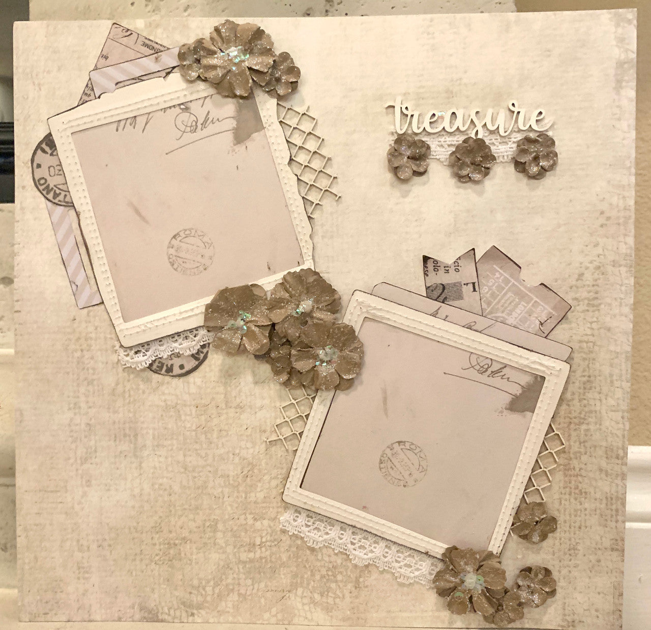 "Cherish Sparkle" lay-out van 2 pagina's met 49 en markt