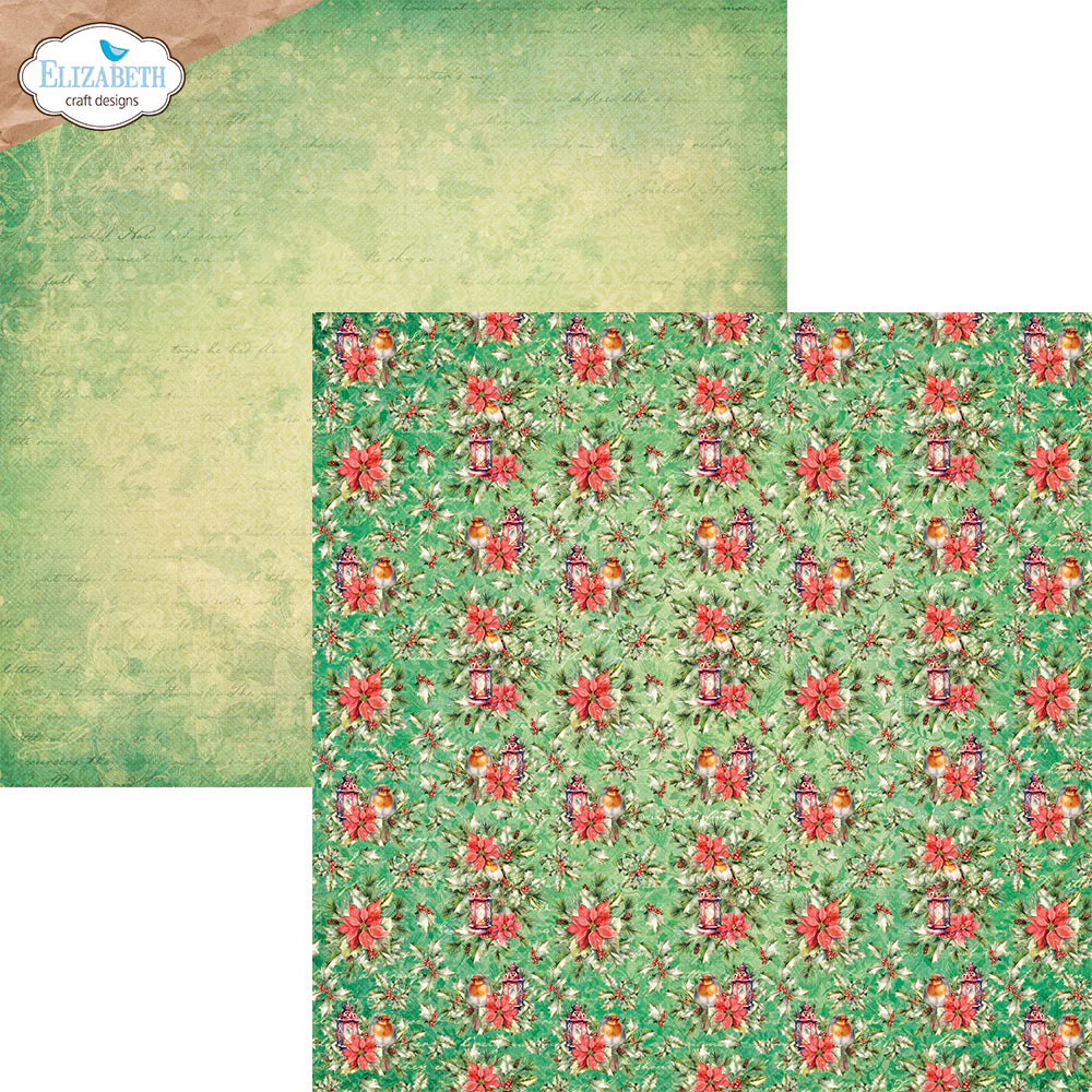 Elizabeth Craft Designs Festive Holly 12” x 12” Paper Pack