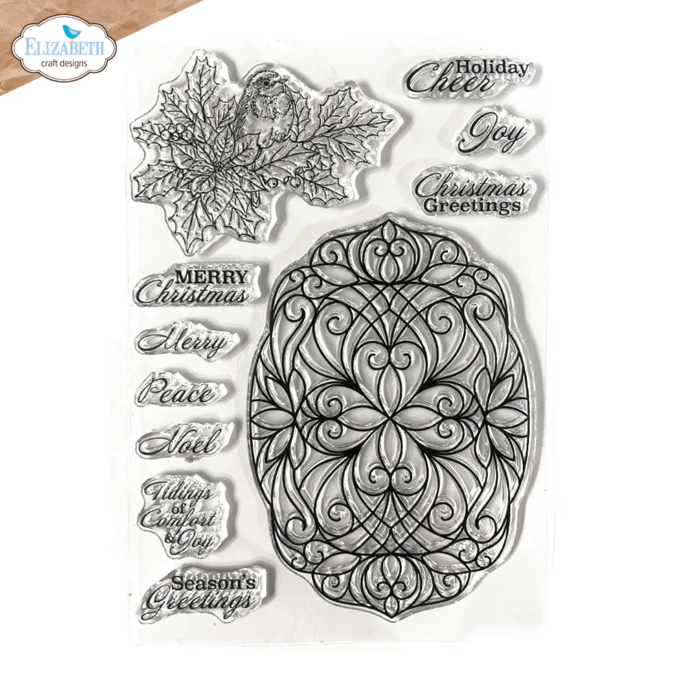 Elizabeth Craft Designs Festive Holly Sentiments Stamp Set
