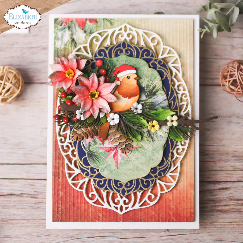 Elizabeth Craft Designs Festive Holly Sentiments Stamp Set