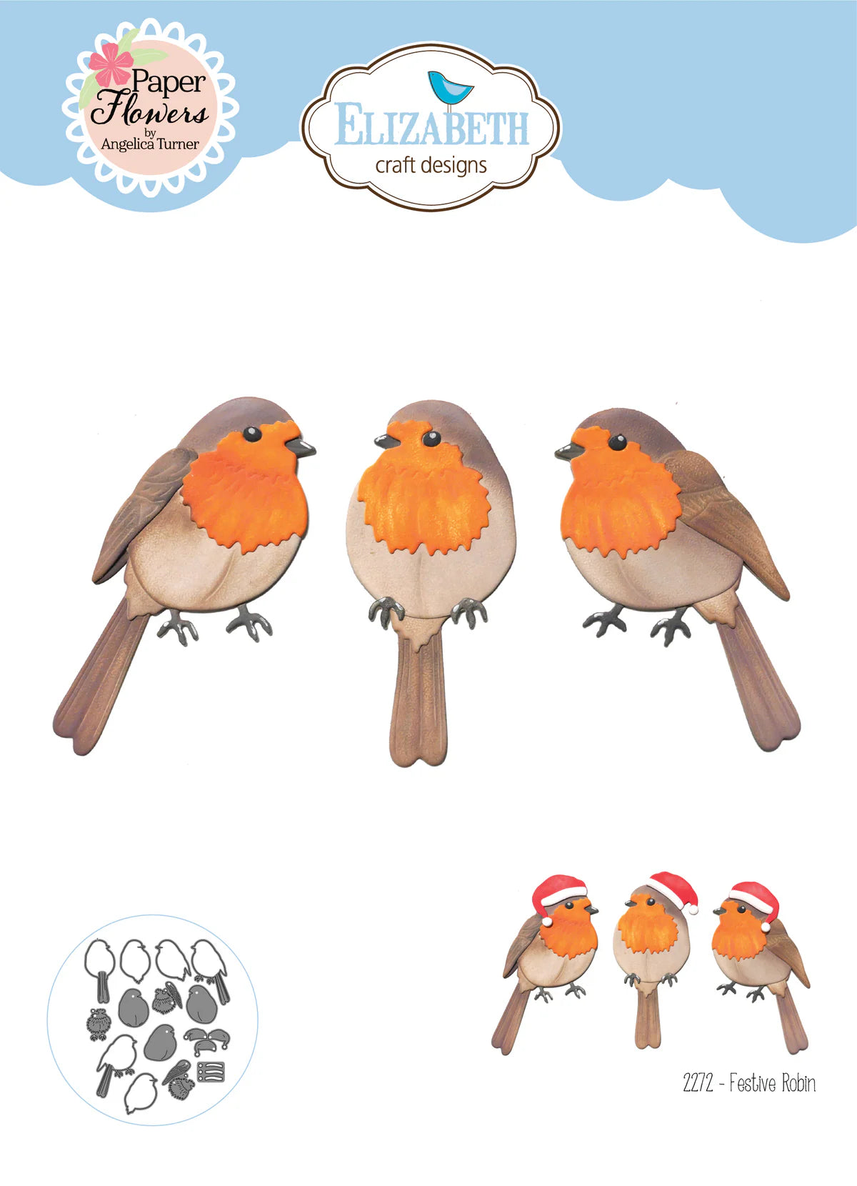 Elizabeth Craft Designs Festive Robin Metal Die Set
