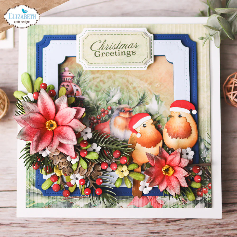 Elizabeth Craft Designs Festive Robin Metal Die Set