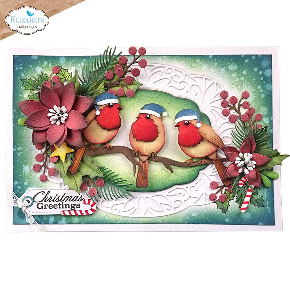 Elizabeth Craft Designs Festive Robin Metal Die Set