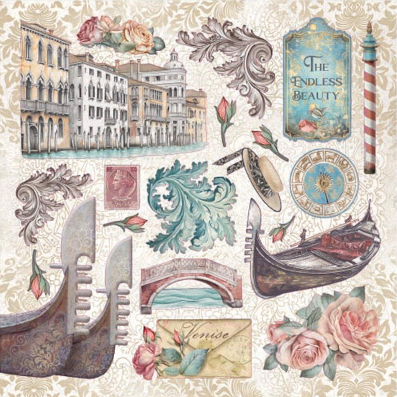 Stamperia Venice Stickers (4 Sheets)