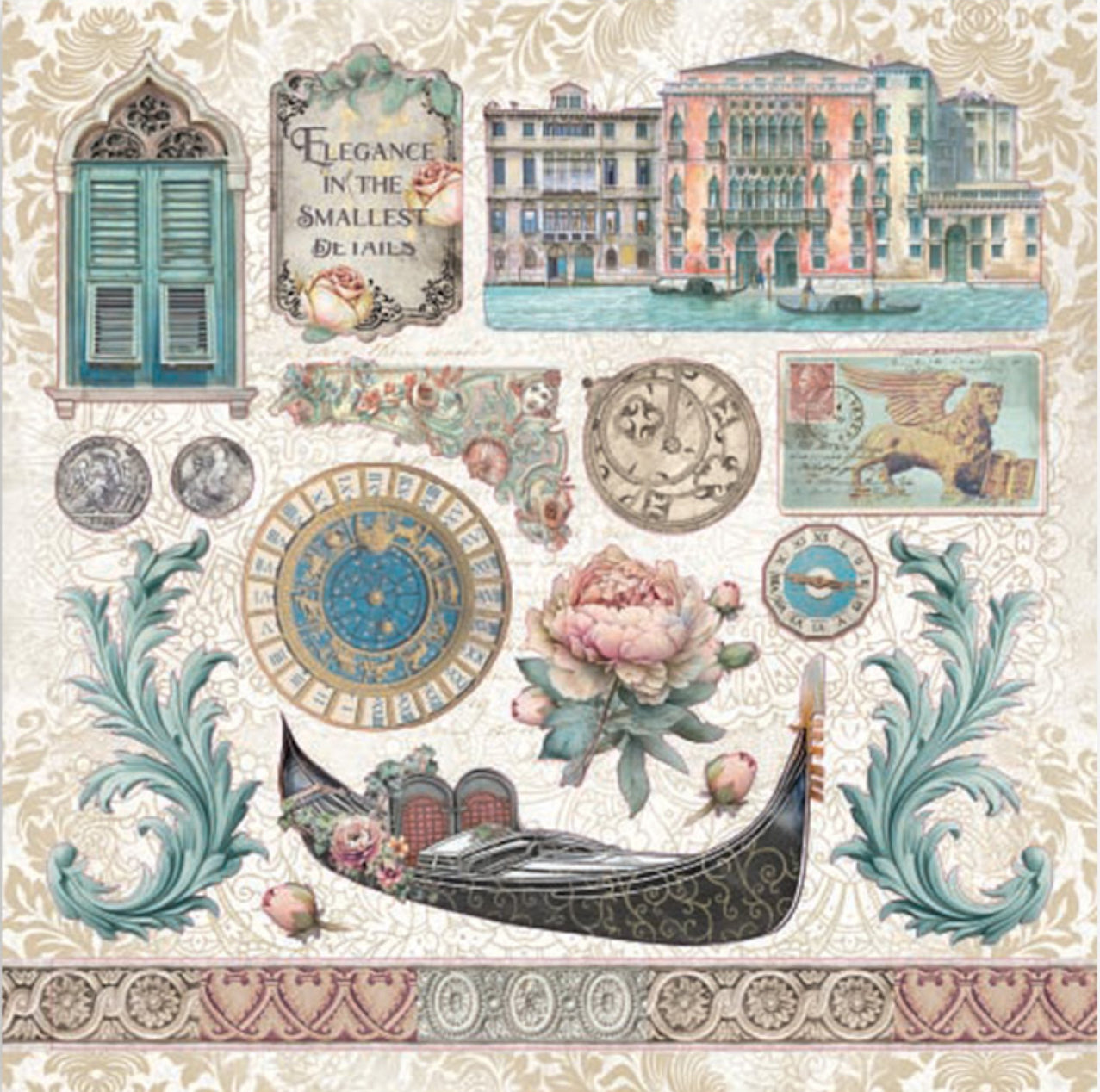 Stamperia Venice Stickers (4 Sheets)