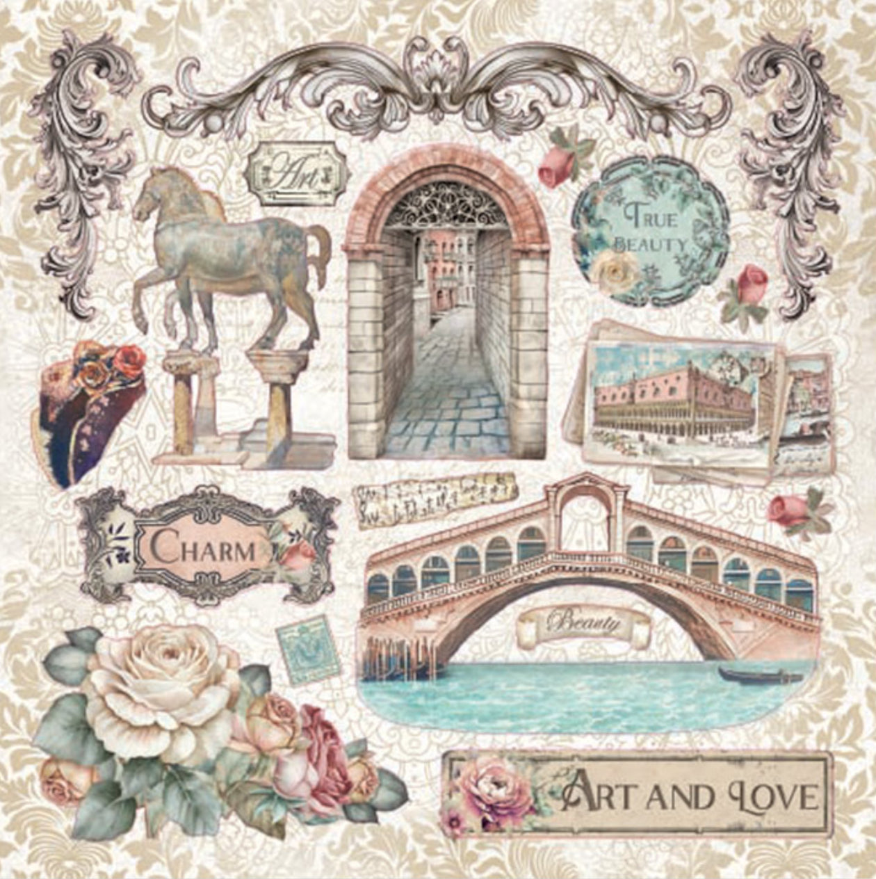 Stamperia Venice Stickers (4 Sheets)