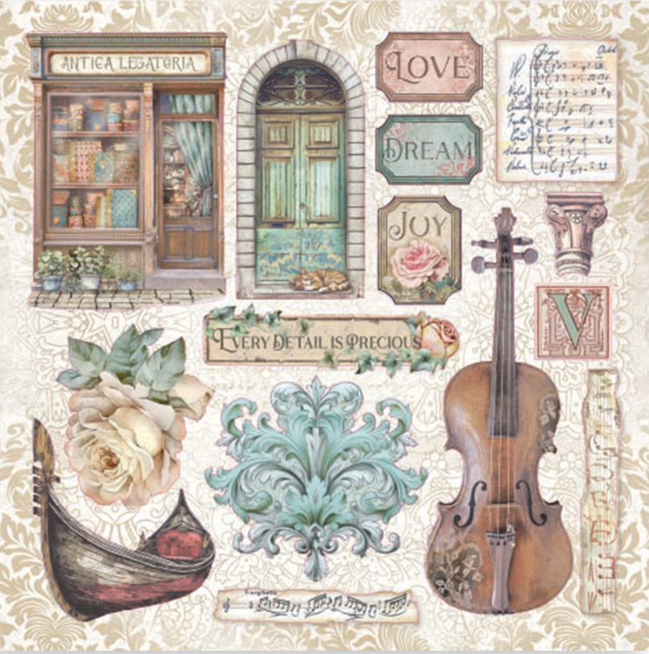 Stamperia Venice Stickers (4 Sheets)