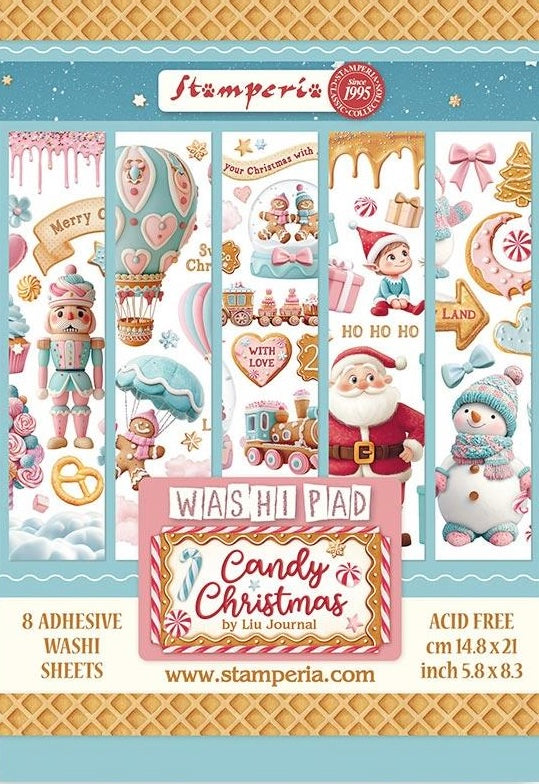 Stamperia Candy Christmas Washi Pad (8 Sheets)