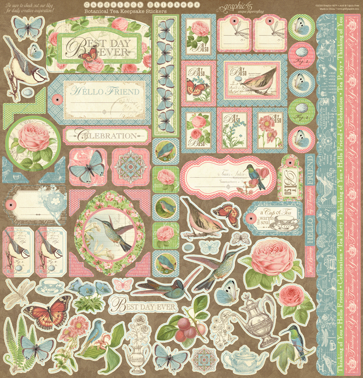 Graphic 45 Botanical Tea - Keepsake Kit (with Exclusive Metal Die Set)