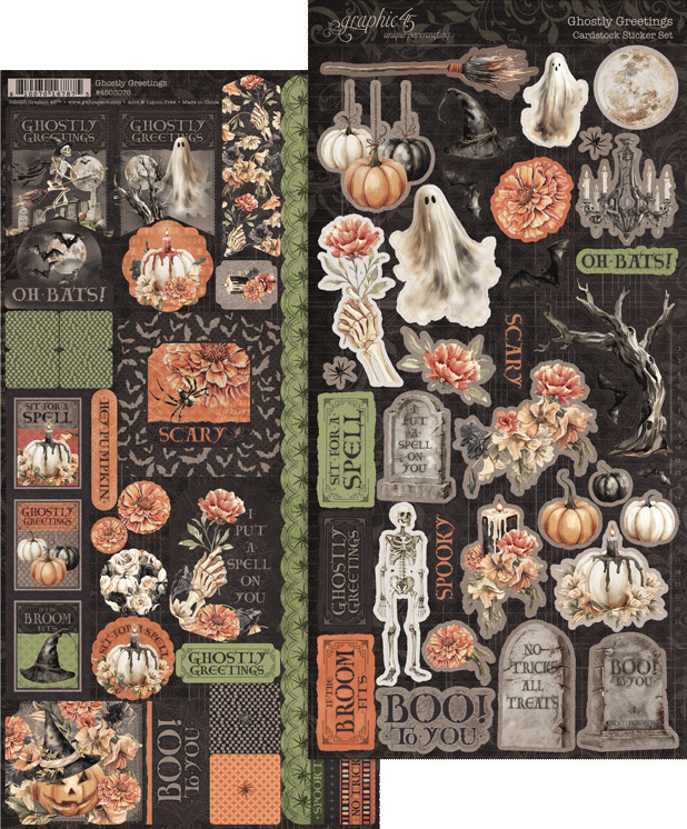 Graphic 45 Ghostly Greetings Cardstock Sticker Set