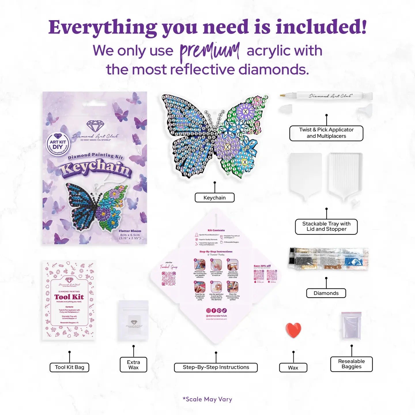 Diamond Art Club Keychain - Flutter Bloom