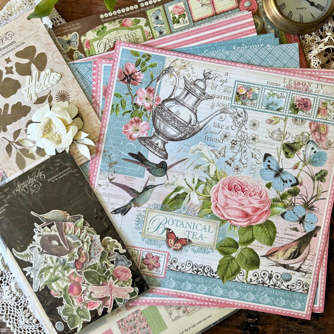 Graphic 45 Botanical Tea - Keepsake Kit (with Exclusive Metal Die Set)