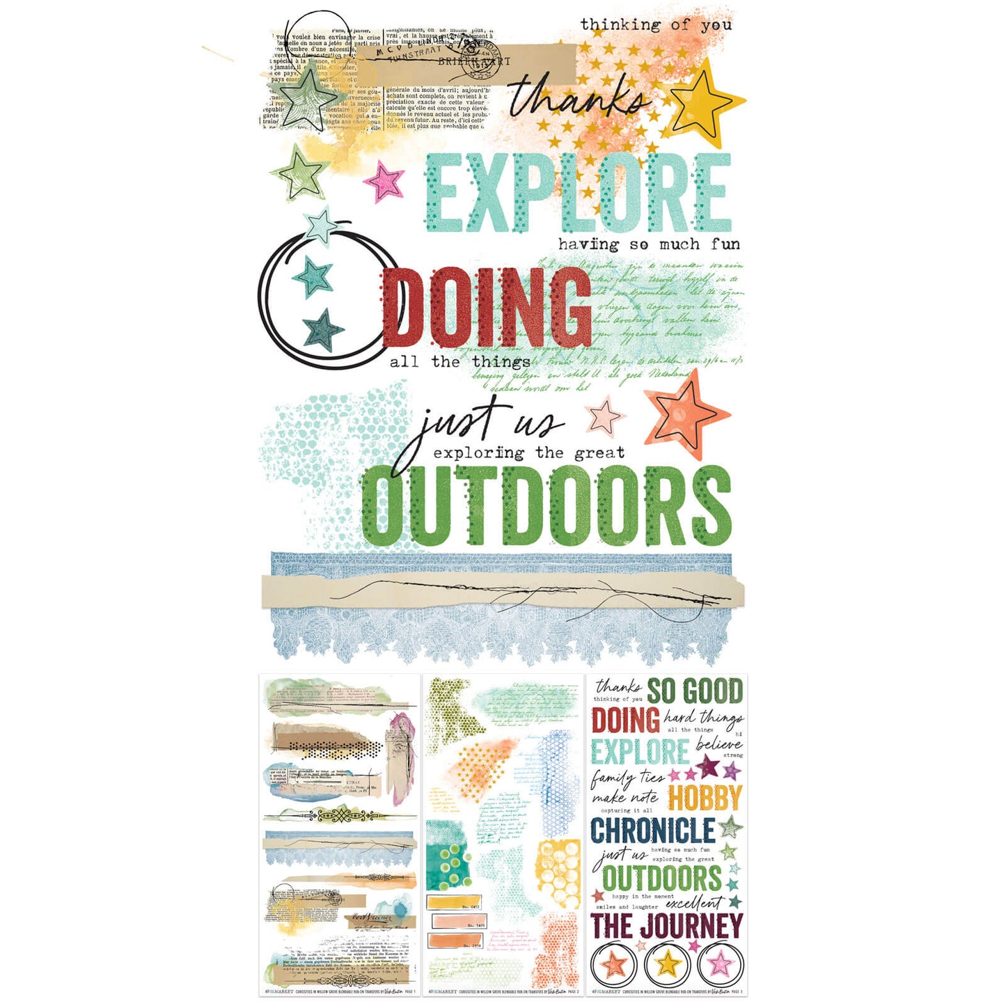 49 & Market Curiosities in Willow Grove Blendable 6 x 12 Rub-On Transfer Set