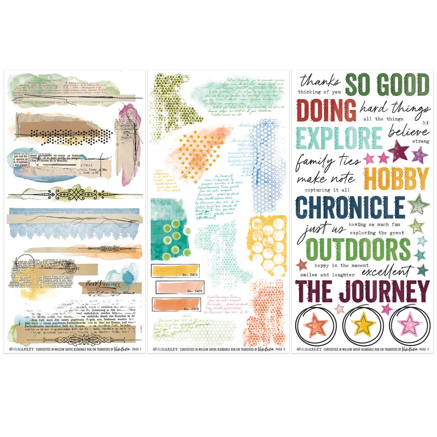 49 & Market Curiosities in Willow Grove Blendable 6 x 12 Rub-On Transfer Set