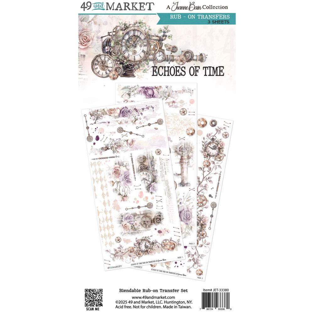 49 & Market Echoes of Time Blendable 6 x 12 Rub-On Transfer Set