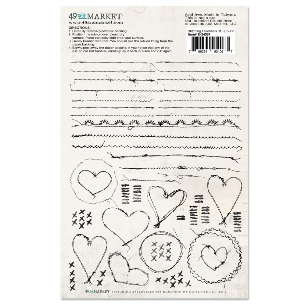 49 & Market Vintage Bits Stitching Essentials 01 Rub-On Transfers