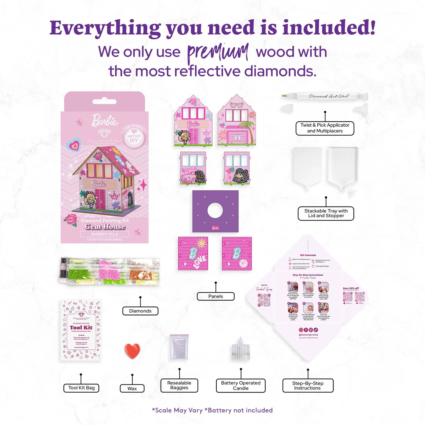 Diamond Art Club LED 3D Gem House - Barbie’s™ Villa
