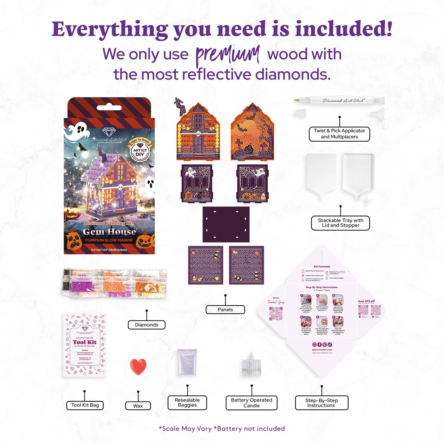Diamond Art Club LED 3D Gem House - Pumpkin Glow Manor