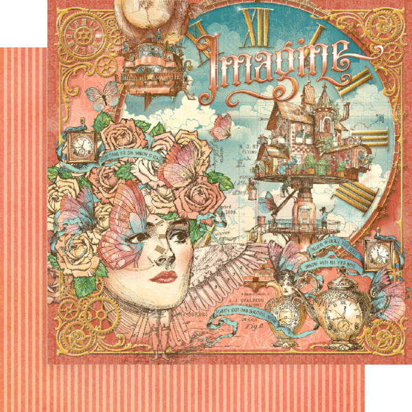 Graphic 45 Imagine Collector’s Edition 12” x 12” Collection Pack with Stickers