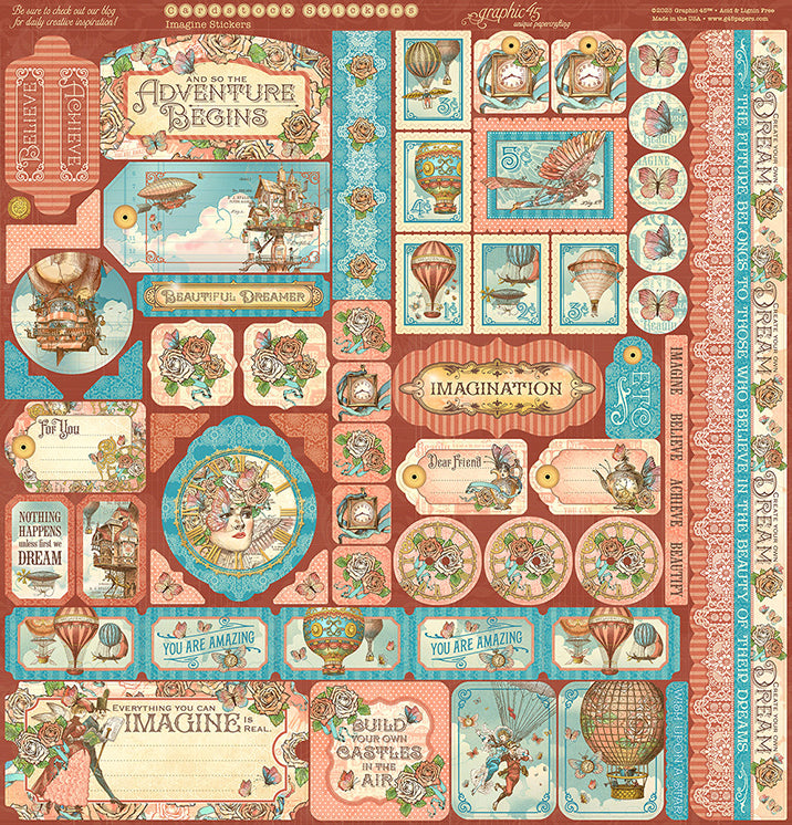 Graphic 45 Imagine Collector’s Edition 12” x 12” Collection Pack with Stickers