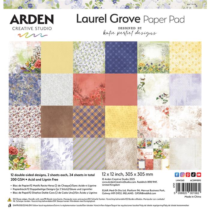Arden Creative Studio Laurel Grove 12” x 12” Paper Pad
