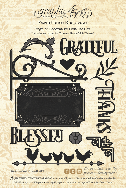 Graphic 45 Farmhouse - Keepsake Kit (with Exclusive Metal Die Set)
