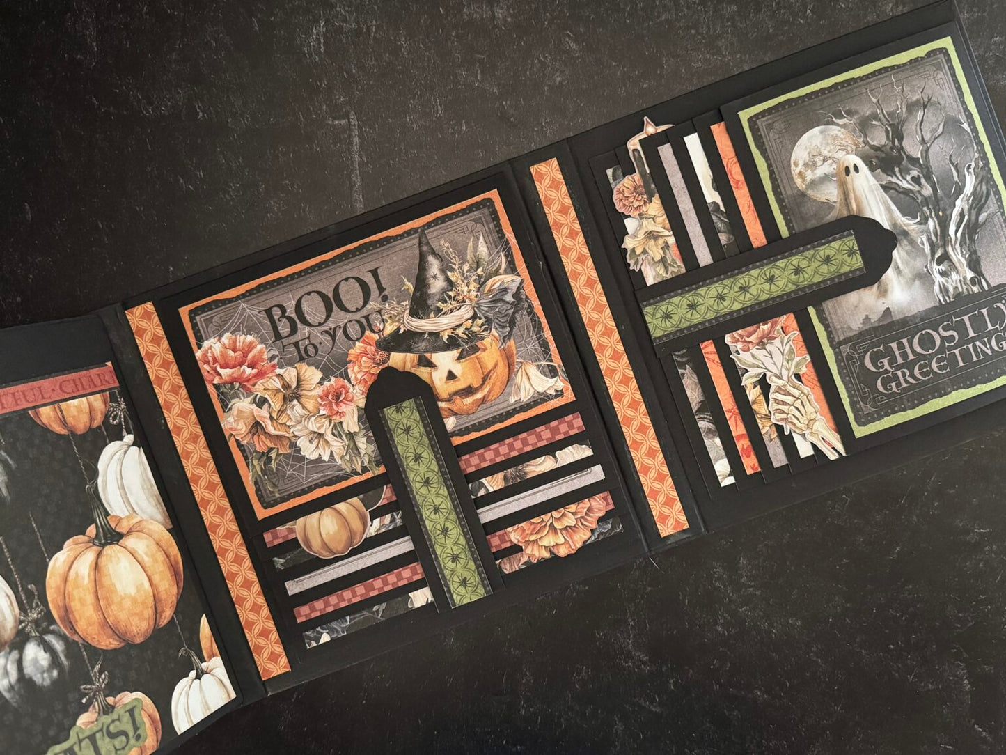 Graphic 45 Ghostly Greetings - Trick or Treat Trifold Album 2025 Kit 7