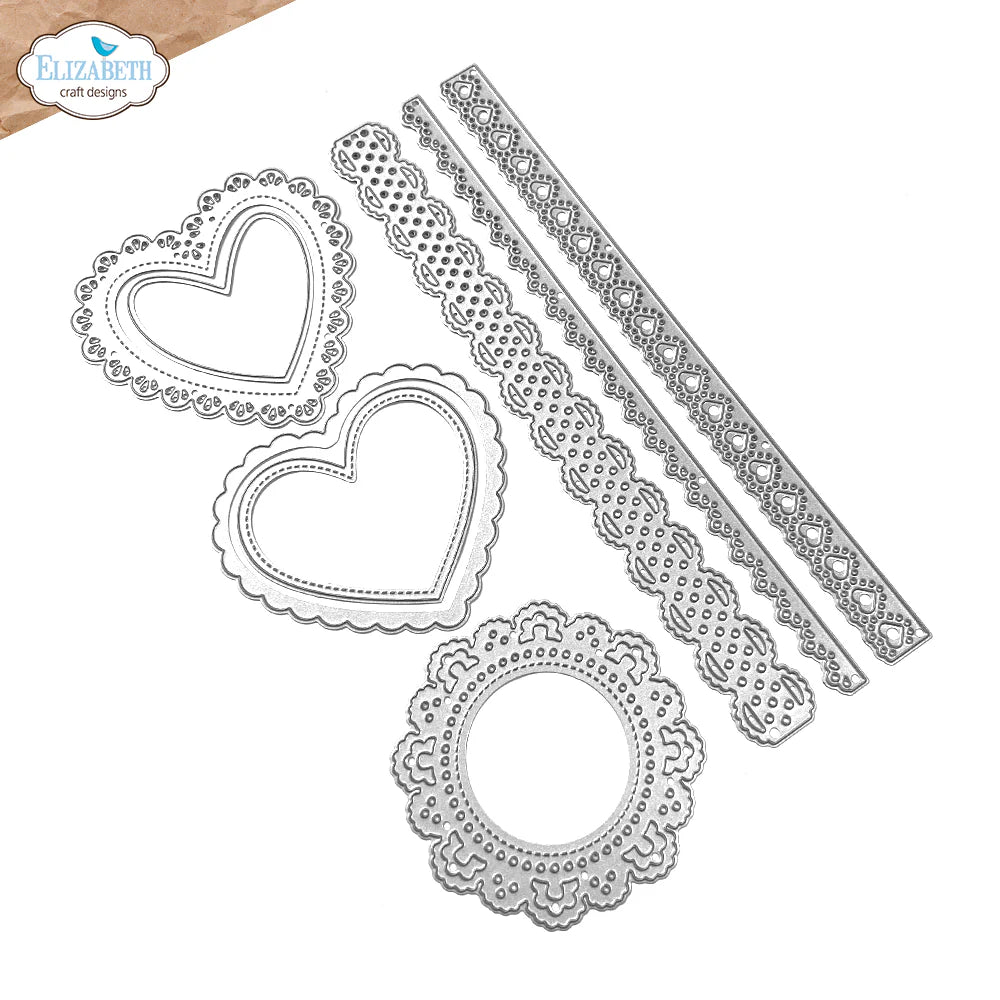 Elizabeth Craft Designs Lace, Heart & Doily Metal Die Set