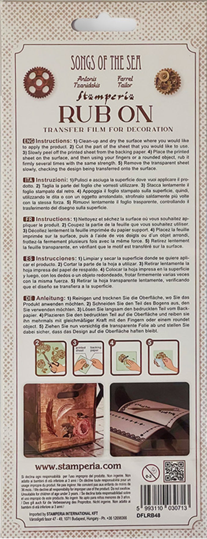 Stamperia Songs of the Sea Mechanisms and Pipes Rub-On