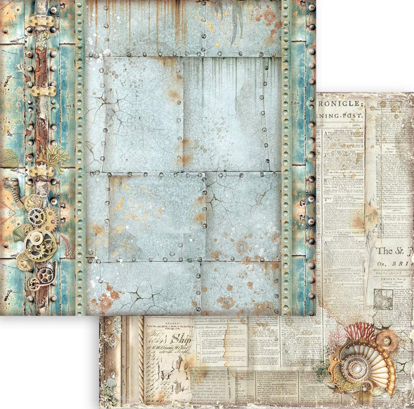 Stamperia Songs of the Sea Backgrounds 8” x 8” Paper Collection