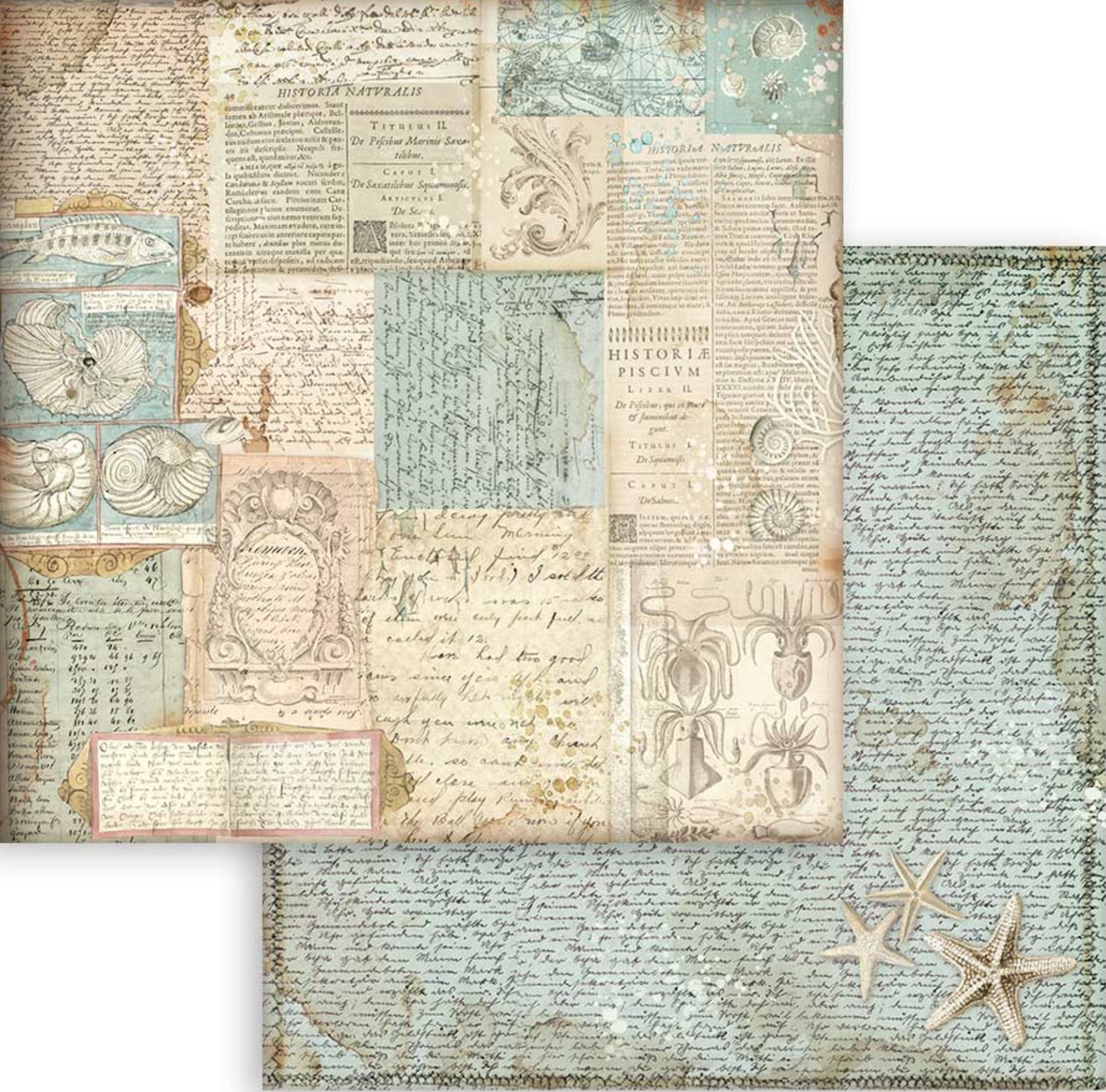 Stamperia Songs of the Sea Backgrounds 8” x 8” Paper Collection