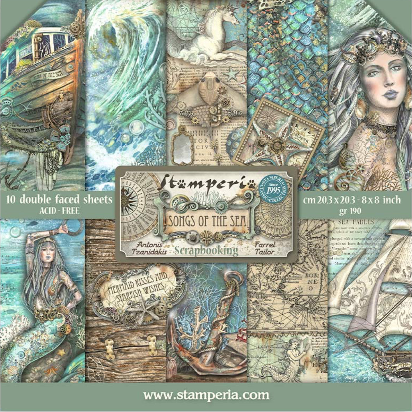 Stamperia Songs of the Sea 8” x 8” Paper Collection