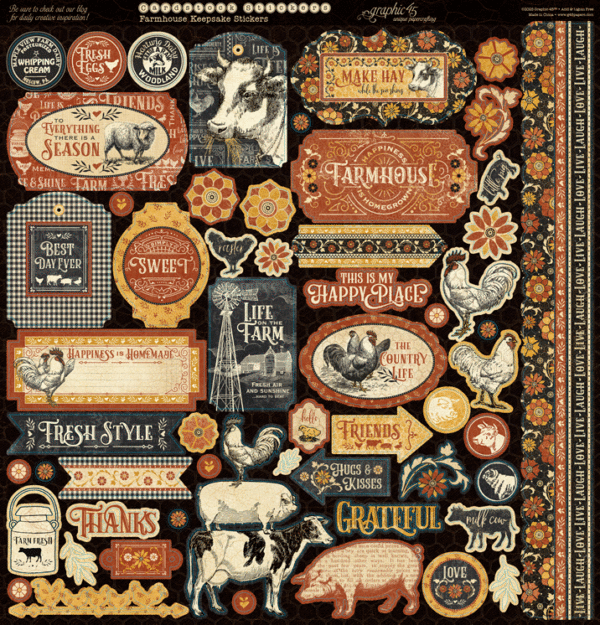 Graphic 45 Farmhouse - Keepsake Kit (with Exclusive Metal Die Set)