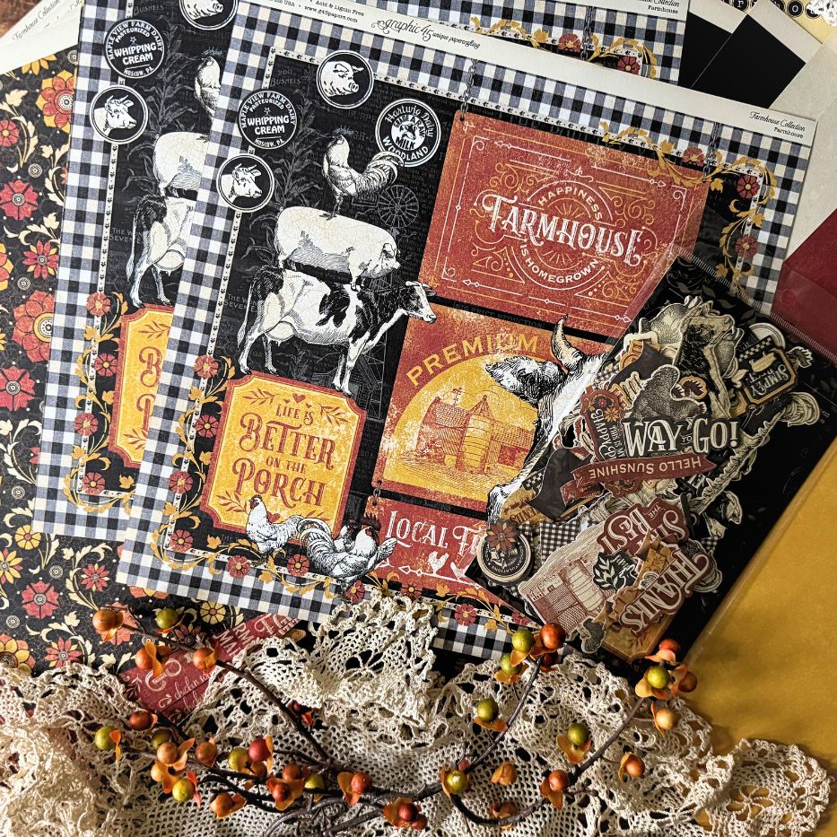 Graphic 45 Farmhouse - Keepsake Kit (with Exclusive Metal Die Set)
