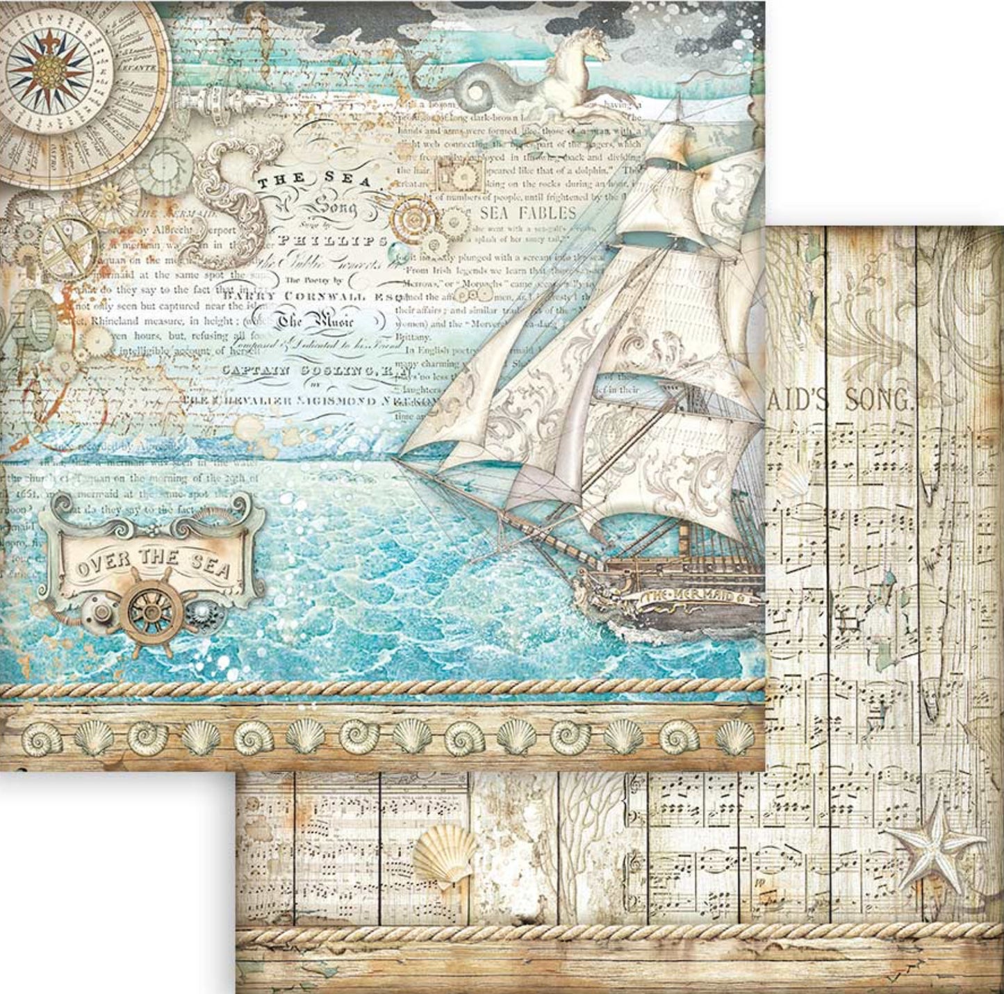 Stamperia Songs of the Sea 8” x 8” Paper Collection