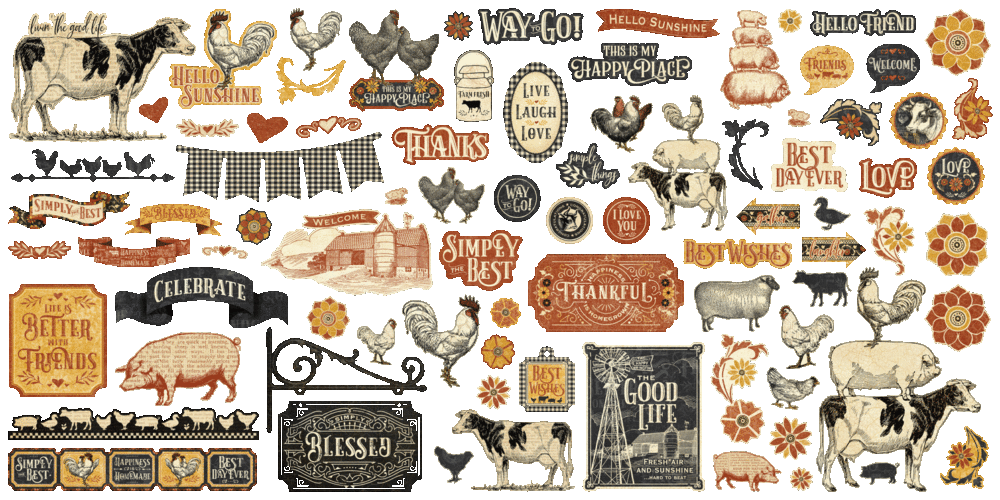Graphic 45 Farmhouse - Keepsake Kit (with Exclusive Metal Die Set)