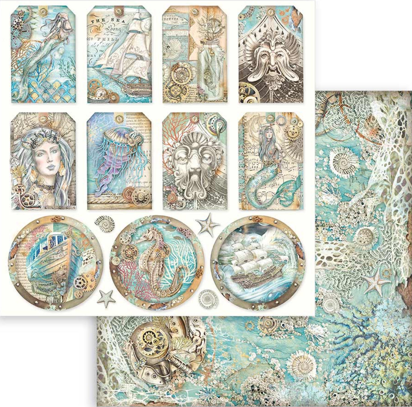 Stamperia Songs of the Sea 8” x 8” Paper Collection