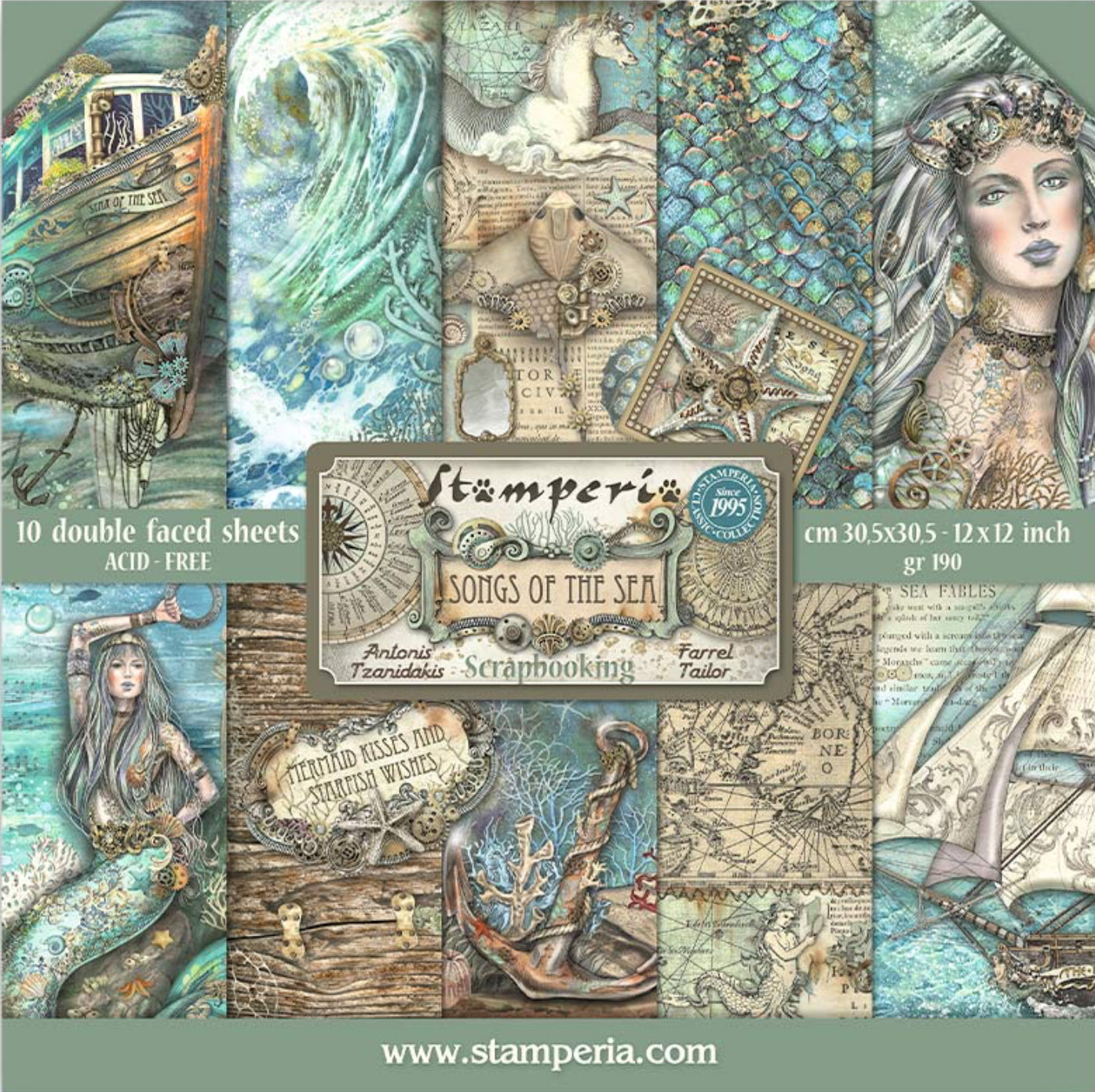 Stamperia Songs of the Sea Backgrounds 12” x 12” Paper Collection –  Kreative Kreations